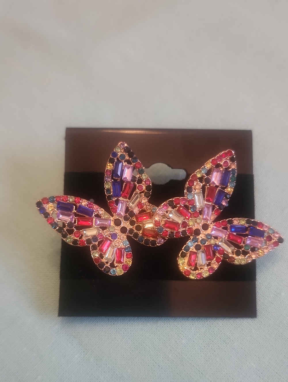 Multicolor Crystal Butterfly Statement Earrings - Women's Jewelry